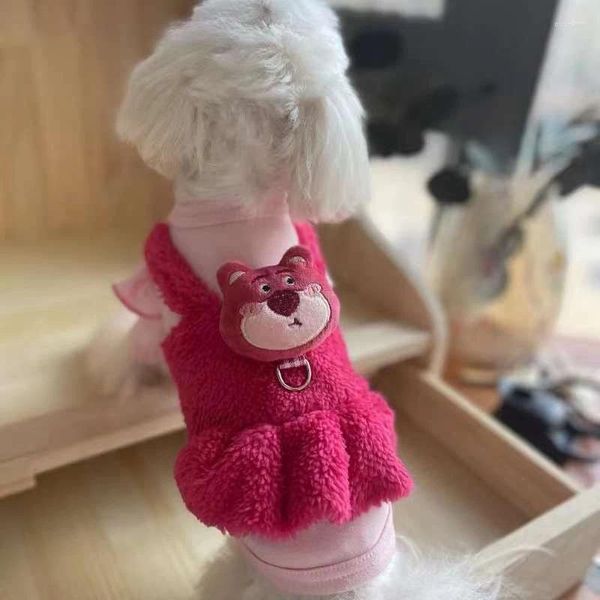 Vestuário de cachorro 2024 falso de duas peças suéter de animal de estimação t-shirt roupas para urso de pelúcia casaco inferior gato querido vestido d-ring outono inverno
