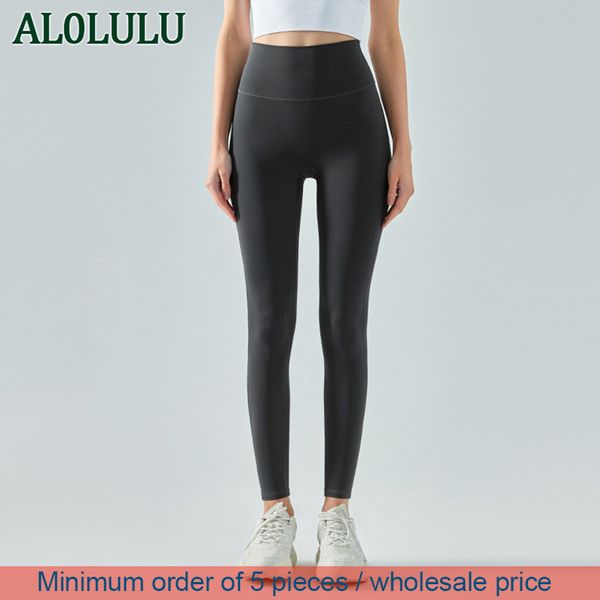 Leggings AL-381 con logo Pantaloni fitness da donna Pantaloni da yoga sportivi a vita alta all'ingrosso