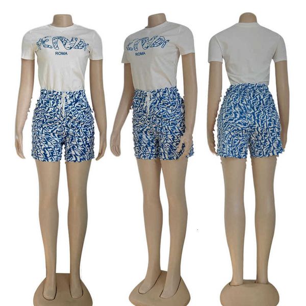 Fatos de treino feminino designer marca j2860 verão novo estilo elegante impresso shorts de manga curta conjunto az77