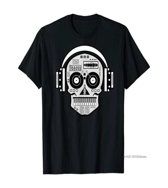 DJ Tees Hipster Tops Männer T-Shirts Drucken Schädel Disc Kopfhörer Hip Hop Musik TV T-shirt Sommer Jungs Funky Kleidung 2106299800155