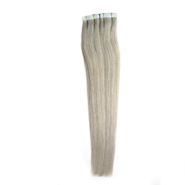 Fita em extensões de cabelo humano 100g prata cinza extensões de cabelo invisível trama da pele fita do plutônio em extensões de cabelo 5885685