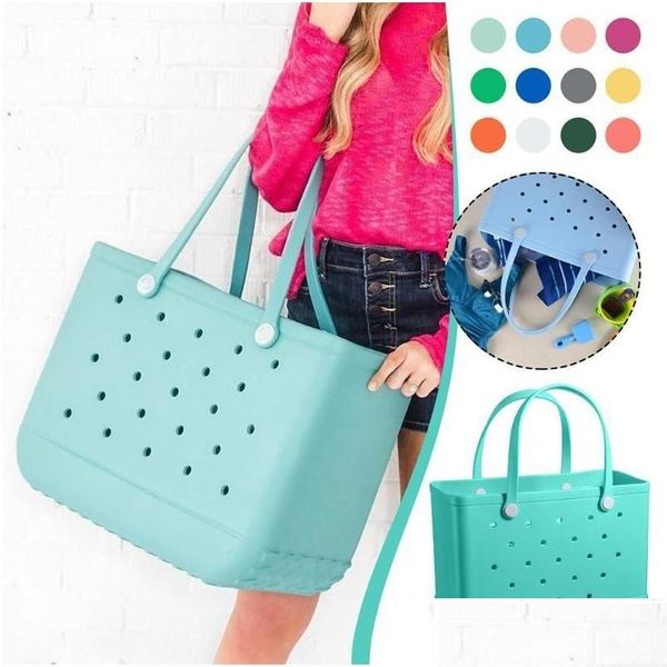 Festa Favor Verão Eva Beach Bag Luxo Grande Capacidade Bolsa De Borracha À Prova D 'Água Leve Senhoras Oversized Tote Cesta Para Ginásio SW DH4MA