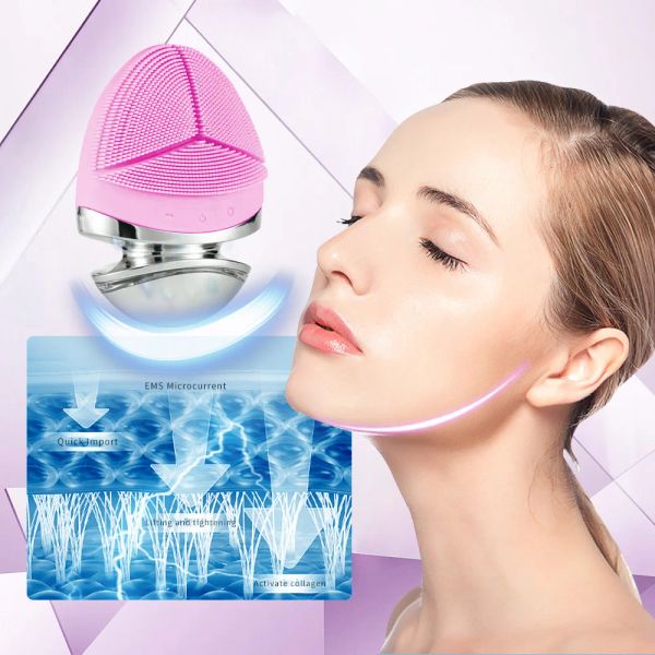 Scrubbers Silicone Facial Cleansing Brush Face elétrica Dispositivos limpos MASSAGER Facial Limpador de pele Ferramenta de limpeza de poros profundos de vibração sonora