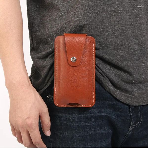Bel çantaları lüks deri çanta yumuşak cep telefonu kemer klipsli çanta erkek çanta çoklu stil akıllı telefon kartı tutucu için dikey