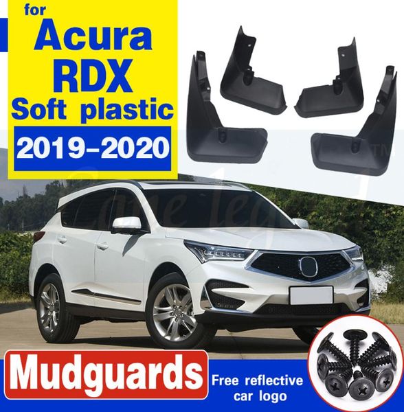 Backar pára-lamas dianteiro traseiro do carro para acura rdx 2019 2020 mud flaps acessórios respingo guarda pára-lamas plástico macio 4pcs3025744