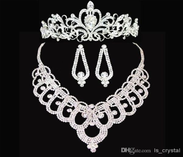 Cristallo lucido strass corona diadema collana da sposa orecchini set di gioielli da sposa accessori da sposa bigiotteria da sposa Acces1755723