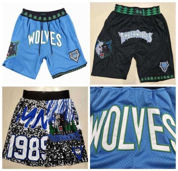 Minnesota039039Timberwolves039039Herren-Basketballshorts JUST DON Stitched Mitchell and Ness With Pocket Zipper Sweatpan1376472