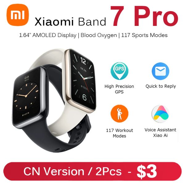 Geräte Neue Xiaomi Mi Band 7 Pro mit GPS Smart Armband Amoled Screen Blood Sauerstoff Fitnesstrakern wasserdichte Xiaomi Smart Band 7 Pro