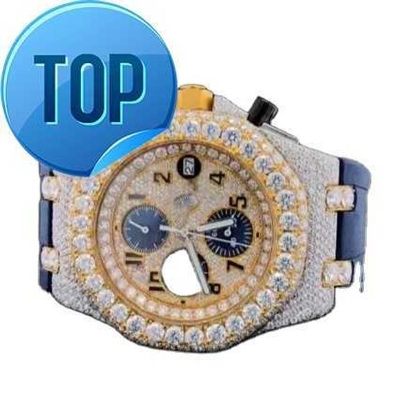 Fornecimento por atacado de relógio de diamante em ouro rosa com cor F G disponível ao melhor preço Relógio de diamante Iced Out