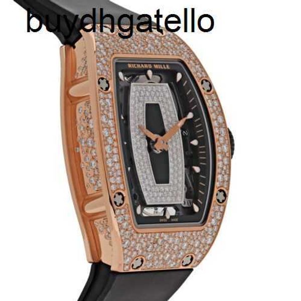 Orologio RicharsMill Top Clone Movimento meccanico svizzero 07-01 Set da donna in oro rosa con agata e diamanti di neve0XDC