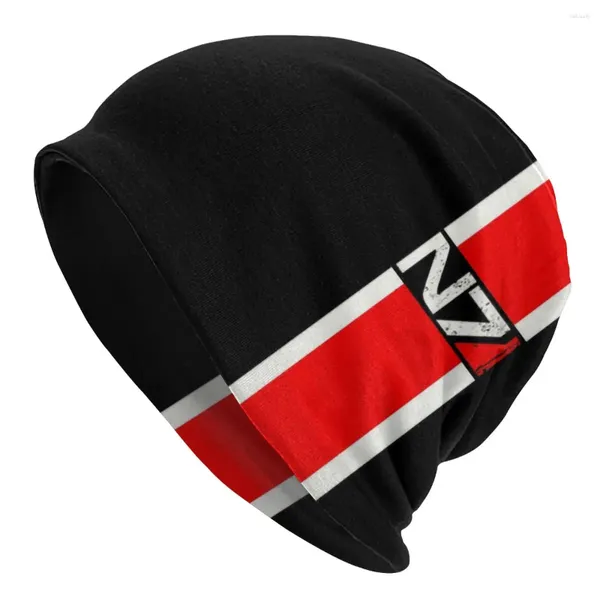 Berets Mass Effect N7 Emblem Bonnet Beanie Chapéu De Malha Homens Mulheres Hip Hop Aliança Militar Jogo de Vídeo Quente Inverno Skullies Beanies Caps