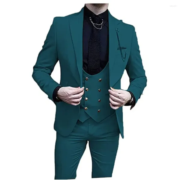 Erkekler Suits Petrol Yeşil Erkek Takım Düğün Damat Smokin İnce Fit Prom Partisi Özel Erkekler Blazers 3 Parça Ceket Pantolon Yelek Erkek Giysileri