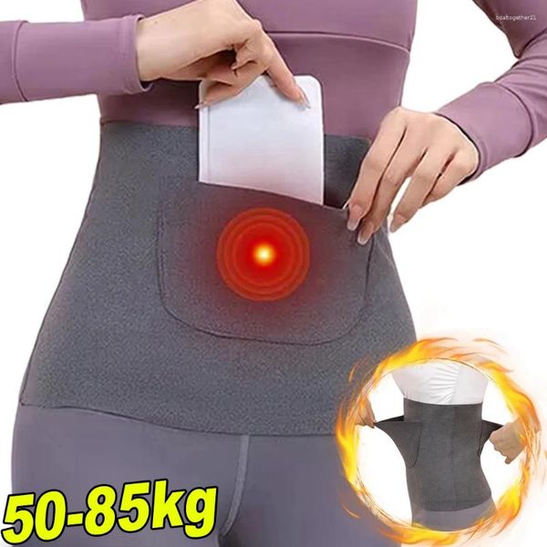 Shapers femininos inverno elástico algodão unisex suporte térmico da cintura abdômen volta pressão mais quente roupa interior cummerbund stoma saco