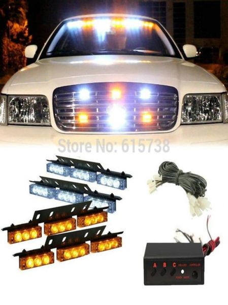 4 9 LED weiß grün bernstein rot blau veränderbare Farbe Autos LKW LED Blitzlichter 12V Auto LKW Grill Notfall Blitzlicht8333896