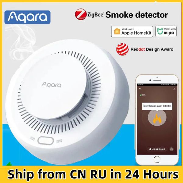 Controllo Aqara Rilevatore di fumo intelligente Zigbee Monitor di allarme antincendio Avviso sonoro Sicurezza domestica APP Controllo remoto tramite Mijia Mihome Homekit