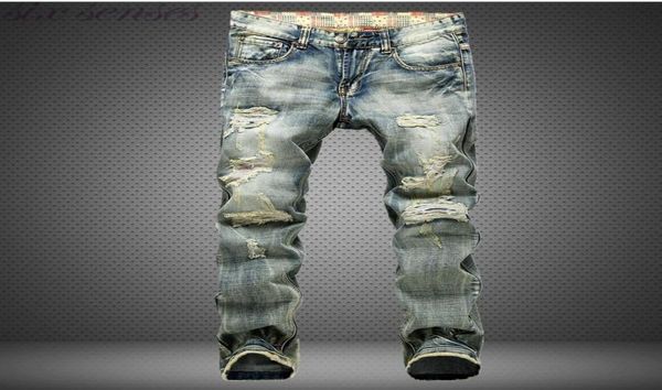 Jeans da uomo di stile europeo di grandi dimensioni Jeans Frazzle Jeans da uomo Casual per il tempo libero Pantaloni lunghi in denim Azzurro Taglia 28426208761