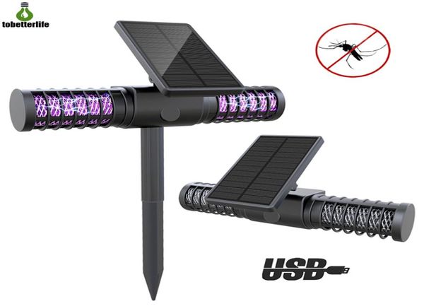 Solar mosquito assassino lâmpada ao ar livre anti mosquito lâmpada usb assassino de insetos à prova dwaterproof água uv mosca led mosquitos armadilha9885988