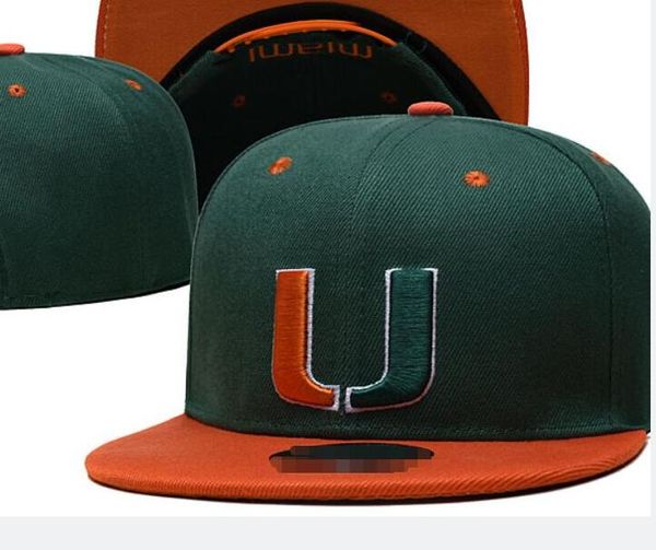 2024 Todos os times fãs dos EUA College Baseball ajustável Alabama Miami Hurricanes Chapéu no campo Mix Tamanho do pedido Fechado Flat Bill Base Ball Snapback Caps Bone Chapeau a2