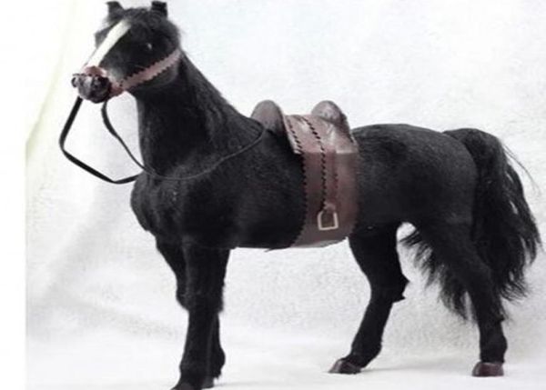 simulazione animale cavallo da guerra bambola giocattolo animali fatti a mano bambole cavallo realistico pelliccia casa el ornamenti decorazione 36x34 cm DY800351232451