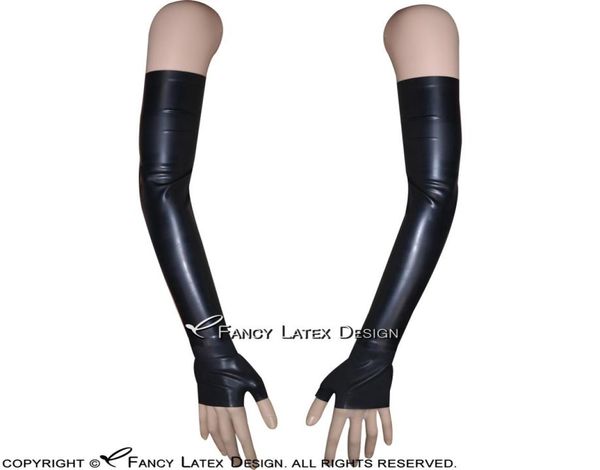 Luvas de látex longas sexy pretas sem dedos luvas de borracha plus size 00153132172