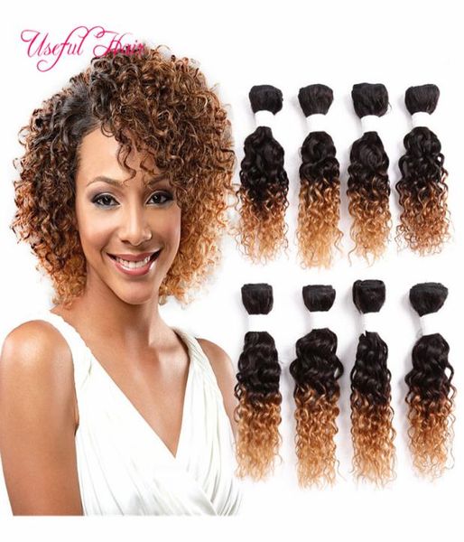 Наращивание человеческих волос целиком ombre коричневого цвета, 8-дюймовое переплетение бордового цвета, 8 пучков, свободная волна, глубокие вьющиеся бразильские человеческие плетения6237435