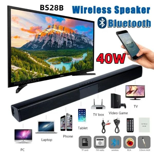 Soundbar Portable 40W Bluetooth -динамик колонна High Power Disker TV Soundbar для компьютерного музыкального центра Boom Box с TF Aux USB Radio