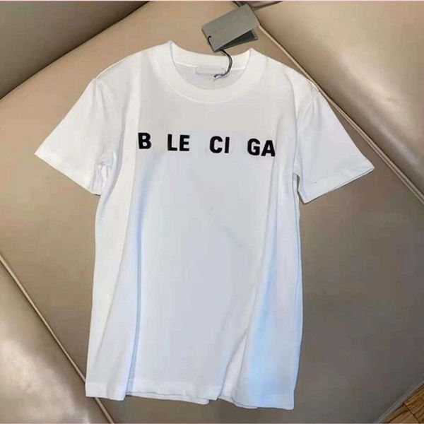 Designer de luxo chaopai clássico verão carta impressão feminina t-shirt em torno do pescoço puro algodão curto solto casal vestido meia manga na moda lote t