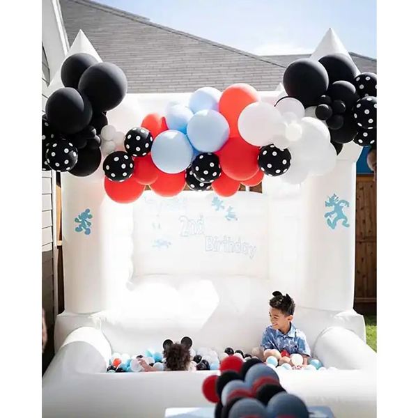 3x3m (10x10ft) Kids pastello gonfiabile di rimbalzo bianco con palla fossa baby bouncer Moonwalks che salta il castello rimbalzante Equipaggiamento da gioco morbido