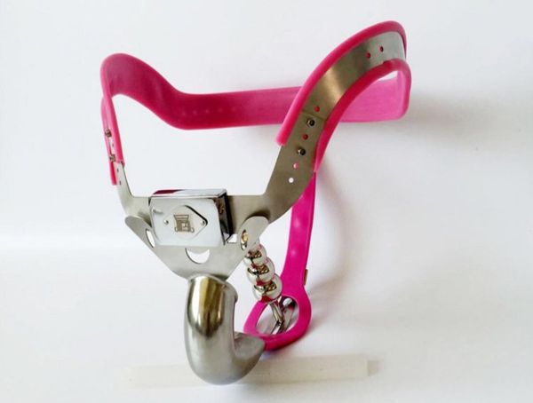 Мужская модель-T Plus, регулируемое устройство с розовым поясом из нержавеющей стали, полностью закрытая обмотка, клетка для члена с отверстием для мочи, БДСМ + вилка, секс-игрушка9426374