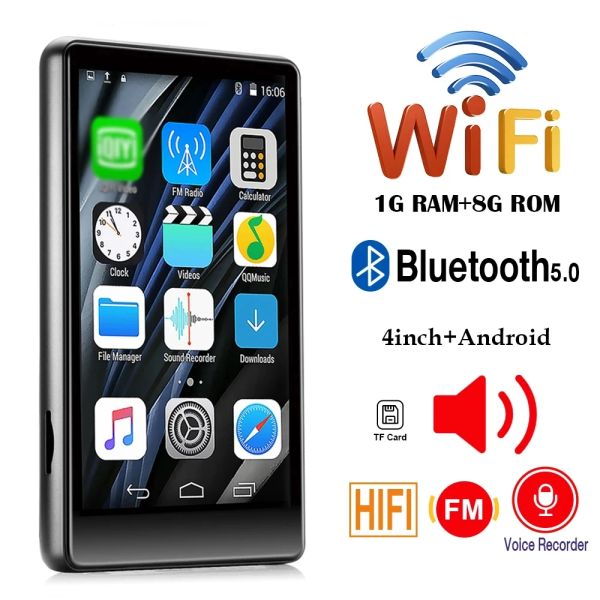 Leitor portátil wifi bluetooth mp4 mp3 player 4.0 Polegada tela de toque completa som alta fidelidade mp3 leitor música fm/gravador/navegador/suporte 128gb