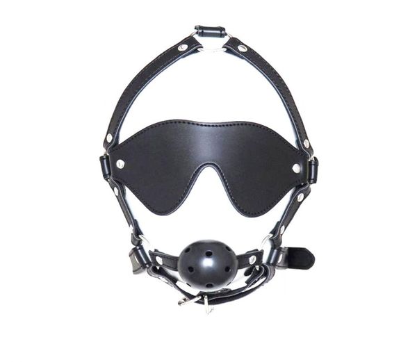 Fetish Bocca Gag con maschera per gli occhi BDSM Imbracatura per la testa Bavaglio per il sesso Restrizioni per il sesso Giocattoli per adulti per le donne gn2224020481043560