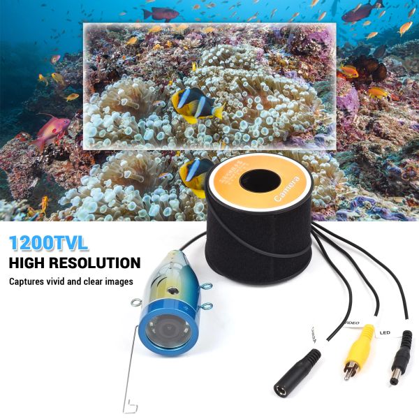 Finder Unterwasserfischerkamera 12 IR -LED -Leuchten wasserdichte Angelkamera mit 20 m/30 m/50 m Kabel für Fischfinder