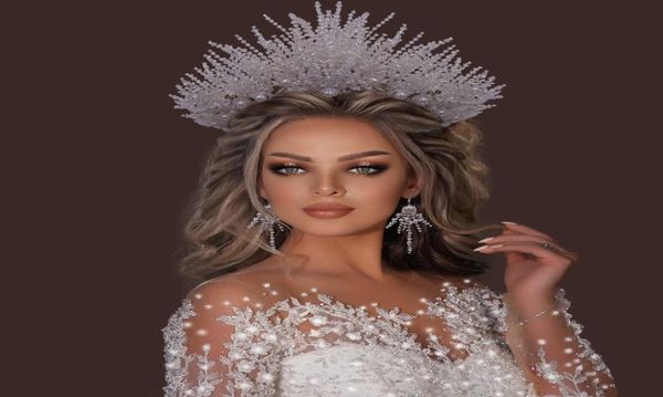 Orecchini da sposa Tiara da sposa Set Copricapo da sposa in cristallo Corona di strass con gioielli da sposa Accessori per capelli Diamante nuziale Cr9531827