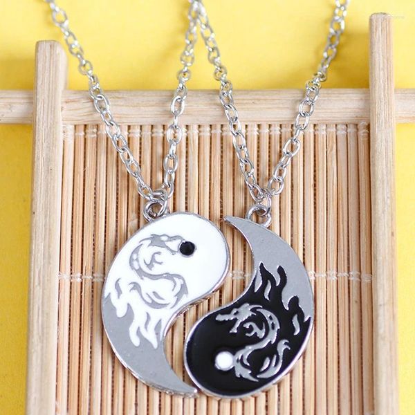 Collane con ciondolo 2 pezzi Classic Dragon Tai Chi Coppia per donne Uomini Amanti Amici Trendy Yin Yang Collana Gioielli di moda