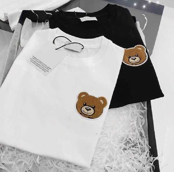 Детские футболки Летняя рубашка с короткими рукавами для маленьких девочек и мальчиков с рисунком медведя Нижние блузки Детская одежда Топы Футболки белые Bl5520067