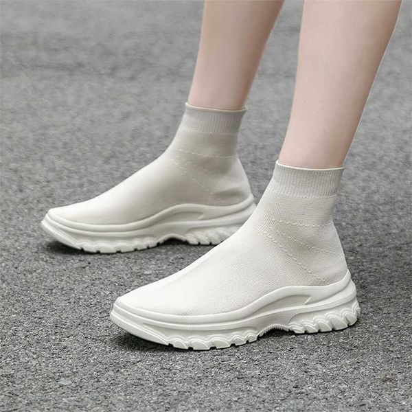 nxy Versione coreana di scarpe intrecciate alla moda Calzini elastici alla moda Suole morbide Stivaletti corti per studenti comodi e traspiranti