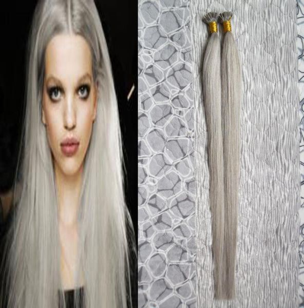 Extensões de cabelo prateadas extensões de cabelo com ponta em U 100g 1gstrand cápsulas de queratina pré-ligadas extensão de cabelo de fusão6140007