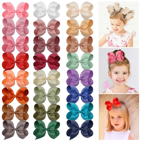 24 PCs polegadas para grandes garotas de Grosgrain 6 Arcos de cabelo CLIPES JACLIPES PARA AUMENS CRIANÇAS Crianças 240223