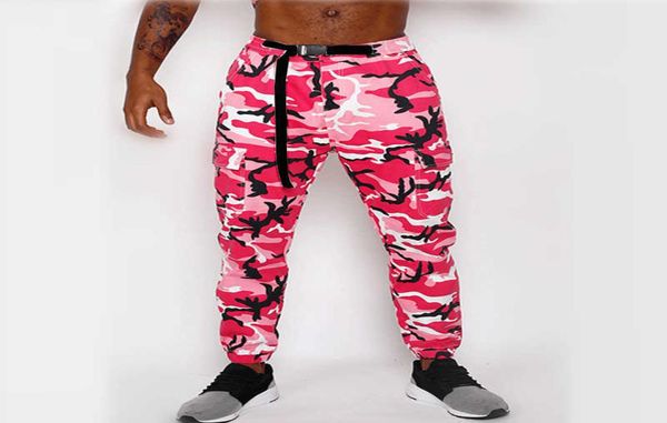 Розовые брюки в стиле хип-хоп, мужские камуфляжные брюки-карго, уличная одежда, мужские камуфляжные брюки для бега, брюки-карго para hombres s X06158282677