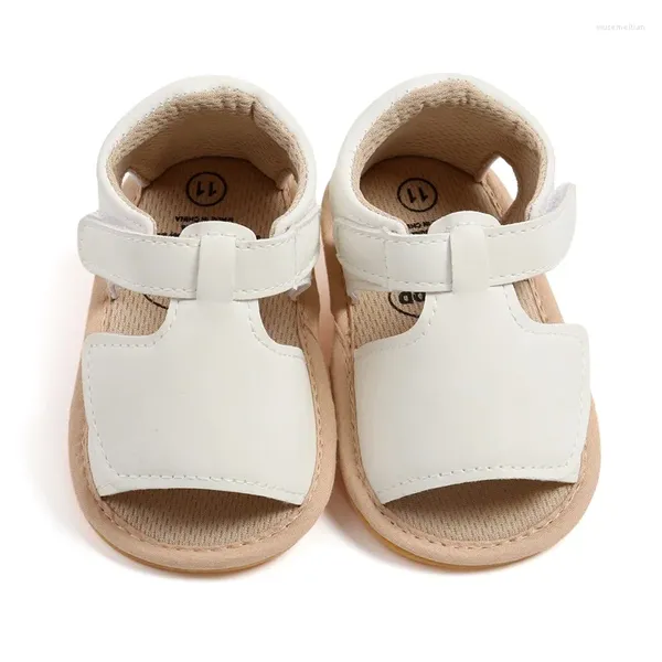 First Walkers Baby-Sandalen für Mädchen und Jungen, PU-Leder, flexibel, rutschfest, für den Sommer, flache Schuhe für den Alltag