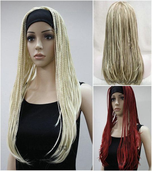 Senhoras peruca tranças perucas 34 meia peruca bandana cosplay fantasia festa peruca peruca cap4018619