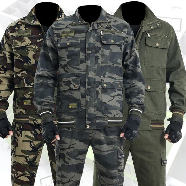 Männer Trainingsanzüge Outdoor Casual Overalls Frühling Und Herbst Camouflage Uniform Elastische Verschleißfeste Arbeitsversicherung Anzug