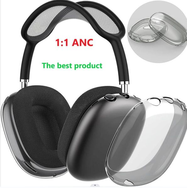 Per auricolari Bluetooth Max Accessori per cuffie Custodia protettiva impermeabile in silicone solido TPU trasparente Cuffie con cancellazione del rumore Copertura per cuffie