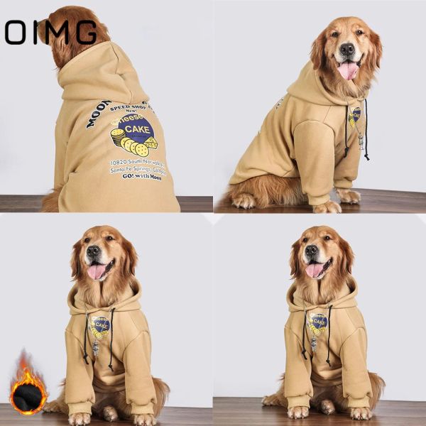 Hoodies oimg inverno quente roupas para cães grandes bolo de queijo impresso médio grande cães com capuz camisola golden retriever labrador samoyed hoodies