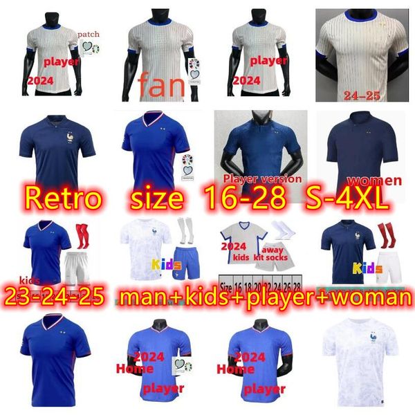 2024 Club Set completi Maglie da calcio francesi BENZEMA GIROUD MBAPPE GRIEZMANN SALIBA PAVARD KANTE Maillot De Foot Equipe Maillots Kit per bambini Uomo 22 23 POGBA Maglia da calcio