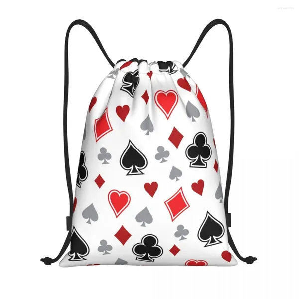 Sacos de compras Casino Poker Chips Padrão Saco de cordão Mulheres Homens Dobrável Ginásio Sports Sackpack Card Storage Mochilas