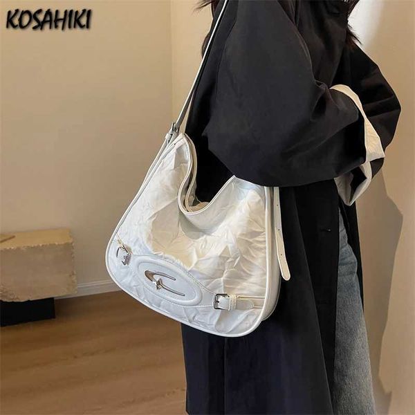 Bolsas de noite Y2k plissadas de couro macio sacolas femininas de alta capacidade escritório senhora chique bolsas de ombro design de luxo bolsas vintage crossbody j240301