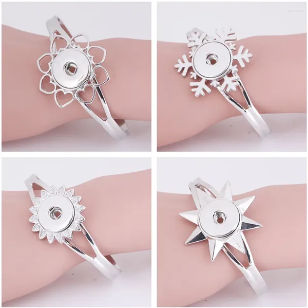 Charme Armbänder Mode Blumen Schneeflocke Einfache Schönheit Metall Snap Armband Armreif Fit 18 MM Tasten Schmuck Großhandel SG0026