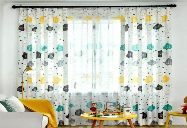 Verdunkelungsvorhänge für Kinderzimmer, Cartoon-Wolken-Buchstaben-Design für Kinder, Babyzimmer, modernes bedrucktes Wohnzimmer, Fenstervorhang, Drapes9744391