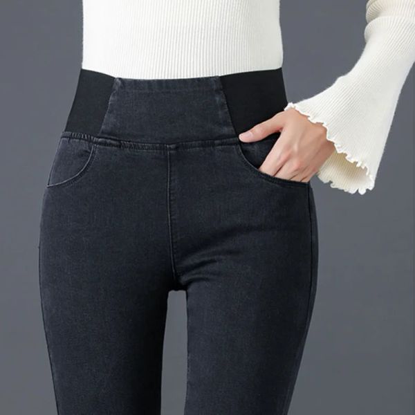 Jeans New Women Women Spring Slim Stretch Jeants Mulheres Mulheres de tamanho grande Cintura jeans skinny Lápis vintage Mamãe Pantalones jeans